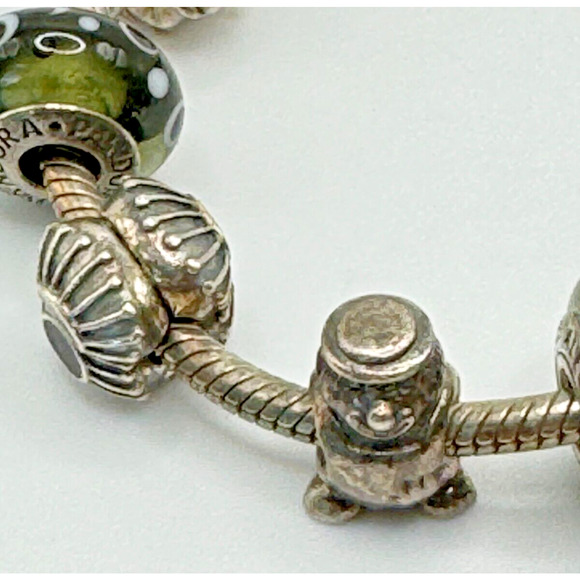 Authentic Pandora 925 sterling silver 7.5" charm bracelet w/10 charms 50.28G - Picture 3 of 7